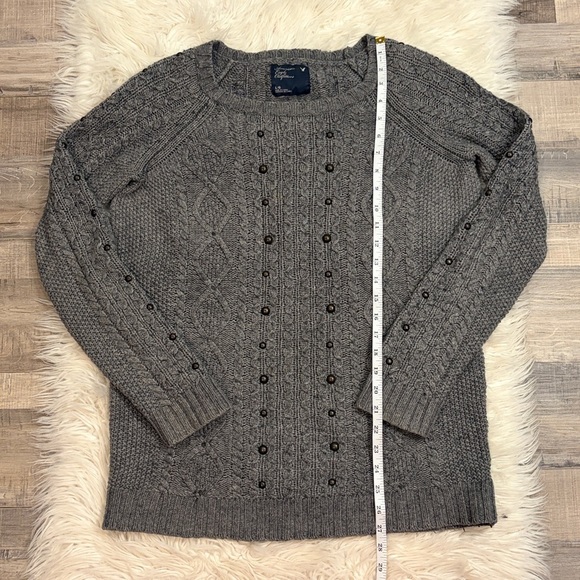 American Eagle AEO will blend cable knit textured sweater metal stud detail L - Picture 6 of 8